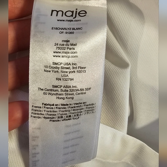 MAJE CHARLYZ fluted sleeve cotton poplin white shirt ,Sz.2  V-BL - Picture 9 of 14
